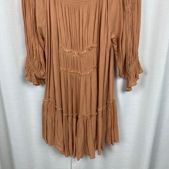 Free People Peach See Ya There Oversized Mini Dress Sz.L - Picture 9 of 16